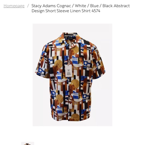 Stacy Adams Abstract Design Short Sleeve Linen Shirt - Picture 1 of 7
